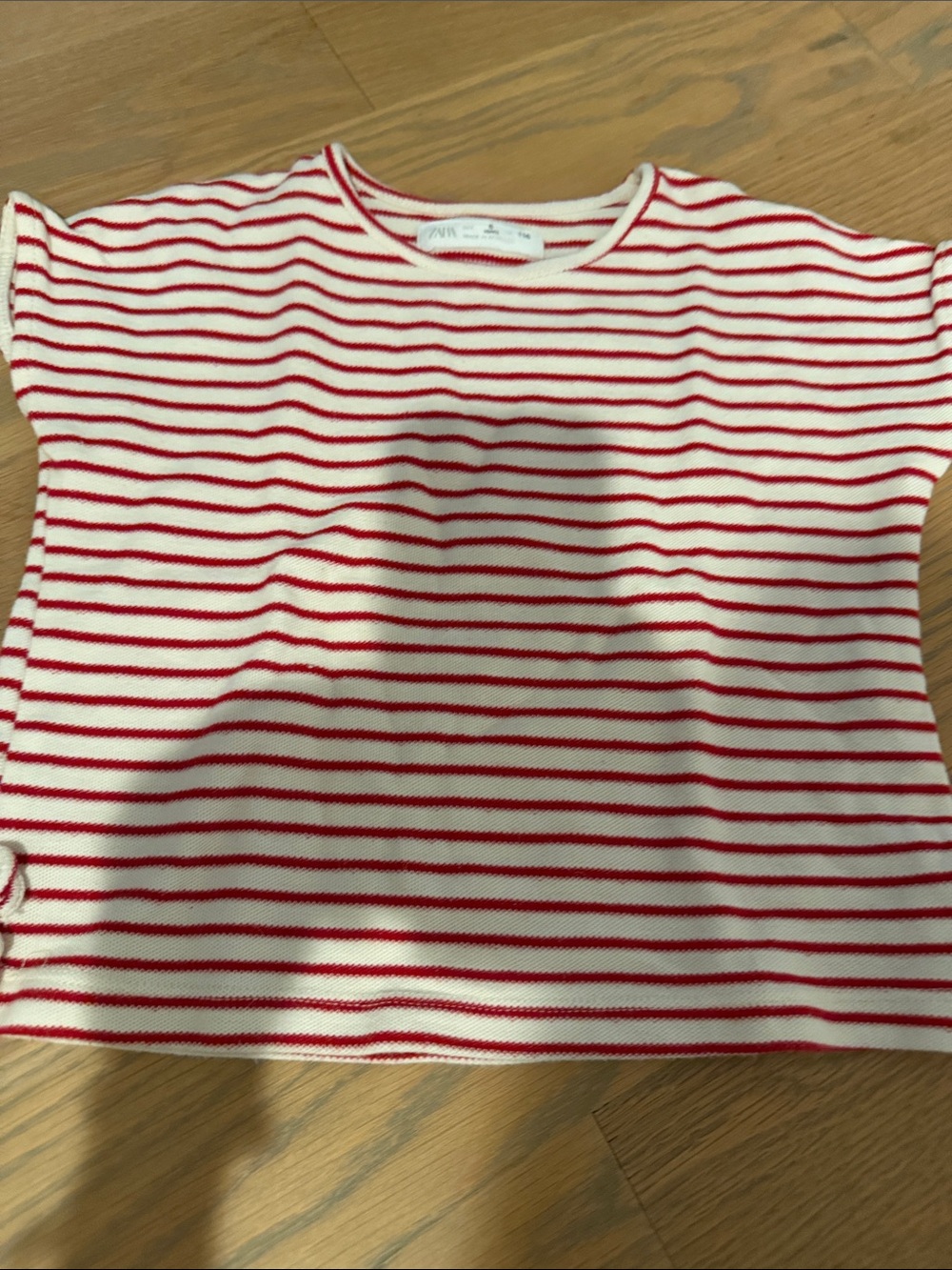 Zara Red & White Striped Short Sleeve Tee